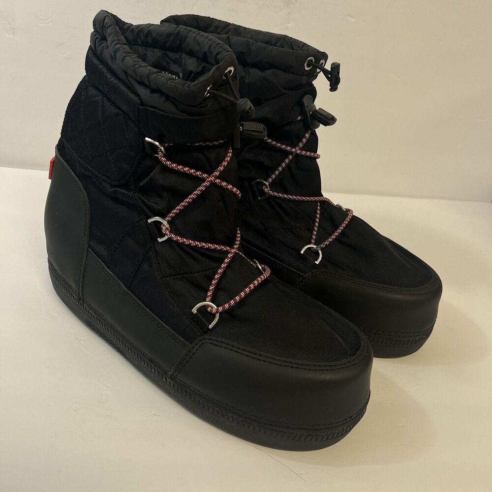 Black Hunter Quilted Waterproof Snow Boots Womens US 9 Winter Insulated Lace Up